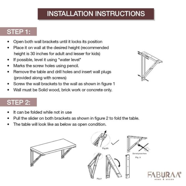 wall mounting table for study